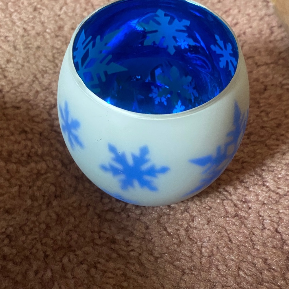 Blue and White Snowflake Candle Holder